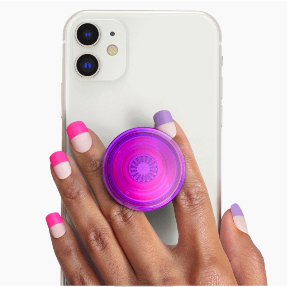 NIB PopSockets nails premium nails & matching pop grip phone stand in neon coast
